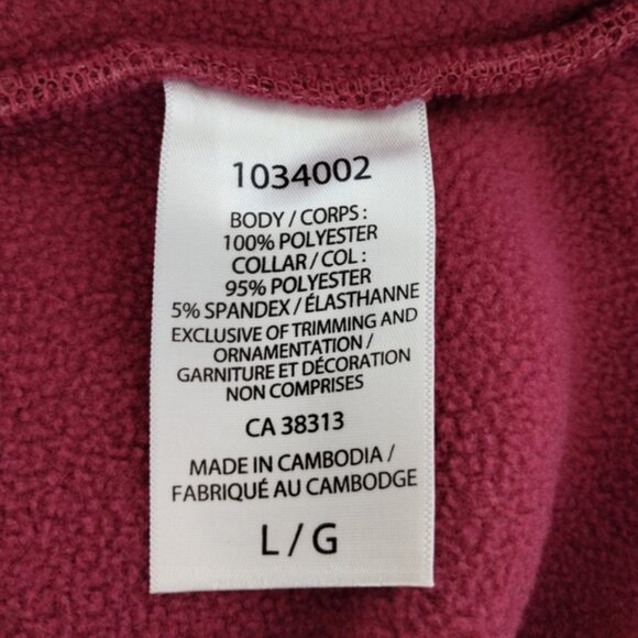 ELLE Women's Quarter Zip Fleece Sweater Large Pink Relaxed Fit - Picture 5 of 9